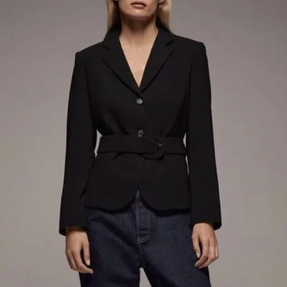 Zara Stylish Black Blazer with Belt - Picture 2 of 7